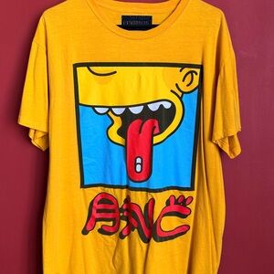 Men's Yellow Graphic Short Sleeve Tee - Bold Cartoon Print